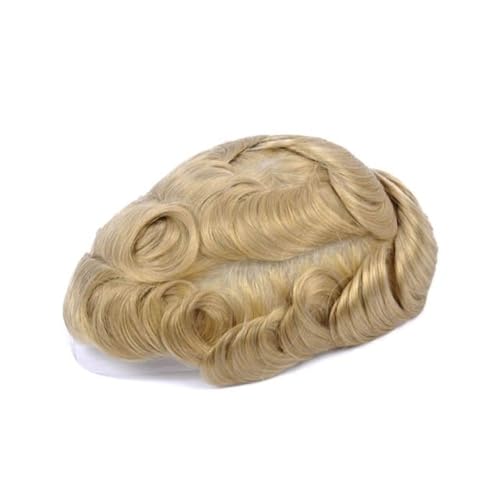 0,08-0,10 mm dünne Hautbasis 613#Blond Indisches Menschenhaar Herren-Toupet Herren-Kapillarprothese Parrucca(8x10) von lskdnrufh