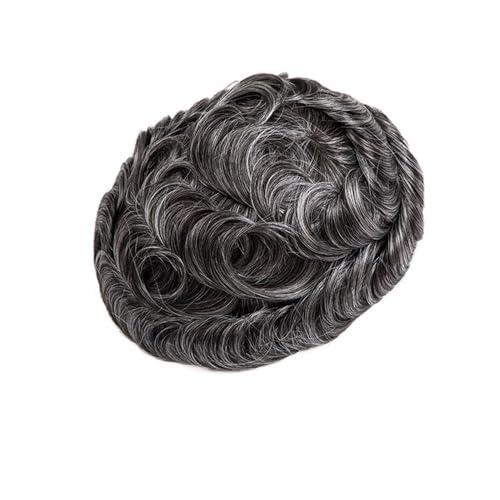 0,08 mm dünnes Haut-Toupet for Männer, Echthaarsystem, Herren-Haarteil, kein Kleber erforderlich Parrucca(Light Grey,8x10) von lskdnrufh