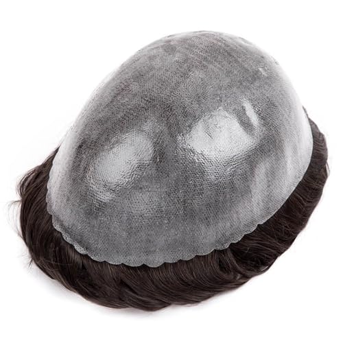 0,1–0,12 mm dünne Hautbasis, männliche Haarprothese, Toupet for Männer, braune indische Echthaarstücke Parrucca(4#,7x10) von lskdnrufh