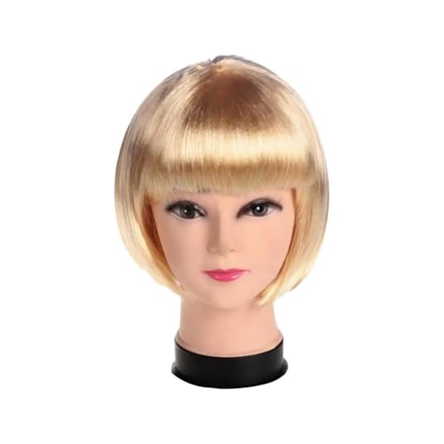 12,6 Zoll Perücke mit Pony, kurze glatte Haare, Cosplay-Bob-Perücken for Frauen, Themenparty Haar Extensions(Light Blond) von lskdnrufh