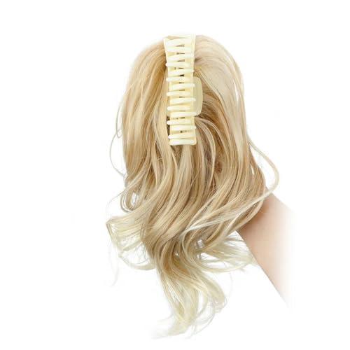 12 Zoll Synthetischer Pferdeschwanz, Krallenclip, Pferdeschwanzverlängerung, Kurzer, Lockiger Pferdeschwanz, Damen-Haarspange For Frauen Haar Extensions(Light Blonde) von lskdnrufh