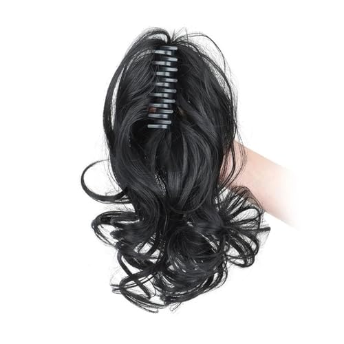12 Zoll Synthetischer Pferdeschwanz, Krallenclip, Pferdeschwanzverlängerung, Kurzer, Lockiger Pferdeschwanz, Damen-Haarspange For Frauen Haar Extensions(Off Black) von lskdnrufh