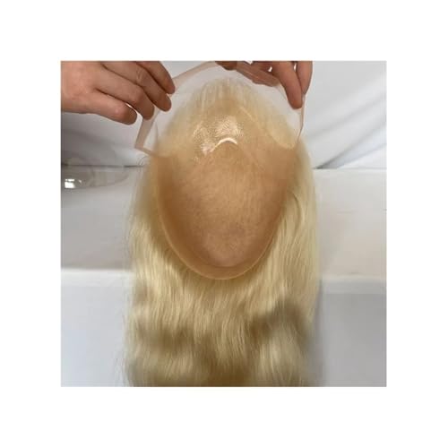 12 Zoll langes Toupet aus Echthaar for Männer, 10 x 8 Zoll Basisgröße, 130 Dichte, Haarersatzsystem for Männer mit glattem Haar Parrucca(Blonde) von lskdnrufh