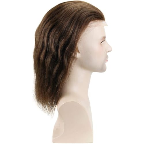 12" langes Echthaar-Ersatzsystem, französische Spitzenfront, Herren-Toupet, feines Mono und PU-Basis Parrucca 12" langes Echthaar-Ersatzsystem, französische Spitzenfront, Herren-Toupet, feines Mono und PU-Basis Parrucca von lskdnrufh