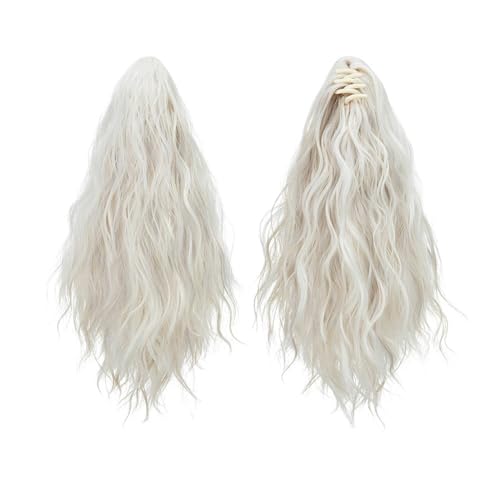 13 Zoll Pferdeschwanzverlängerung, flauschiges, synthetisches, lockiges, gewelltes Pferdeschwanz-Haarteil mit Krallenclips for Frauen Täglicher Gebrauch(Cold Blonde) von lskdnrufh