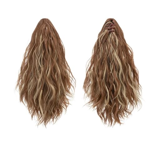 13 Zoll Pferdeschwanzverlängerung, flauschiges, synthetisches, lockiges, gewelltes Pferdeschwanz-Haarteil mit Krallenclips for Frauen Täglicher Gebrauch(Medium auburn Ash Blonde) von lskdnrufh