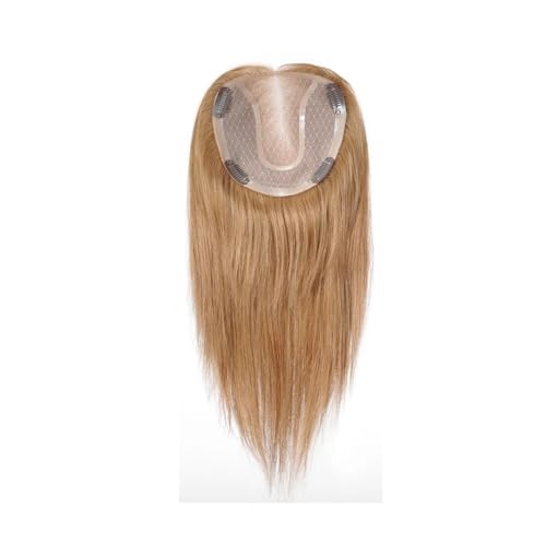 14-Zoll-Haarteile aus Echthaar mit Mono-Spitzenbasis, natürliche dunkelblonde Haarteile for Frauen mit dünner werdendem Haar Haar Extensions von lskdnrufh