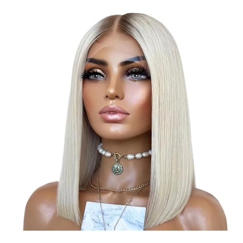 14 Zoll Ombre Ash Blonde Kurze Bob Perücken Dunkle Wurzeln Farbige Synthetische Lace Front Farbige Glatte Blonde Perücke for Frauen Täglichen Gebrauch Haar Extensions 14 Zoll Ombre Ash Blonde Kurze Bob Perücken Dunkle Wurzeln Farbige Synthetische Lace Front Farbige Glatte Blonde Perücke for Frauen Täglichen Gebrauch Haar Extensions von lskdnrufh