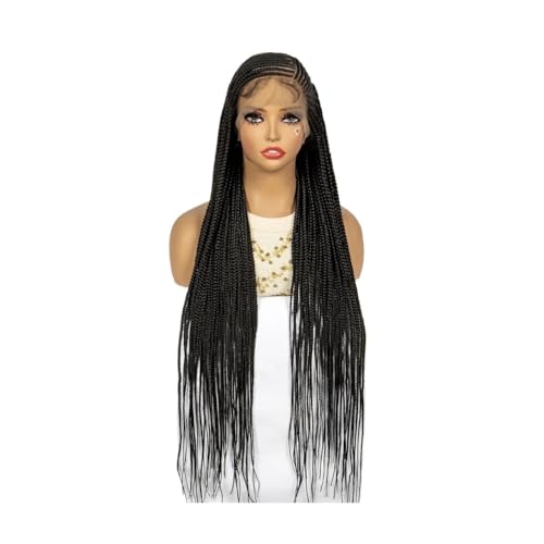 34 Zoll knotenlose Box-Braid-Perücken, 360 einzelne Vollspitzen-Zopfperücken for schwarze Frauen, synthetische schwarze geflochtene Spitzenperücke Haar Extensions 34 Zoll knotenlose Box-Braid-Perücken, 360 einzelne Vollspitzen-Zopfperücken for schwarze Frauen, synthetische schwarze geflochtene Spitzenperücke Haar Extensions von lskdnrufh