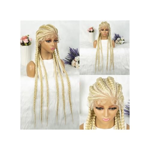 36 Zoll Geflochtene Perücke For Frauen, Box Braid Perücken Mit Babyhaar, Natürlicher Haaransatz, Synthetische Lace Front Twist Braids Perücke Haar Extensions(Blonde) von lskdnrufh