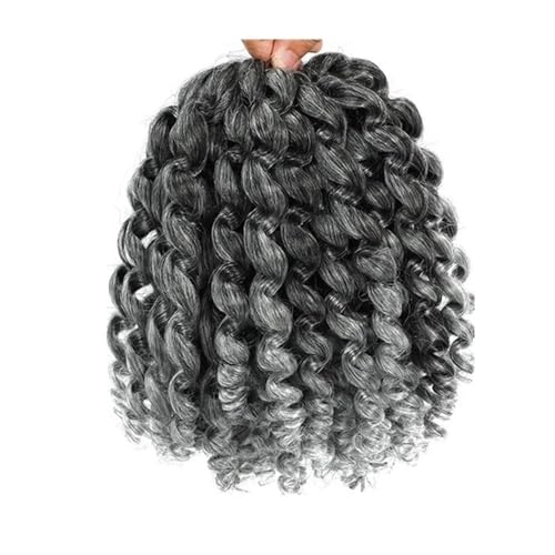 8 Zoll jamaikanische Bounce-Häkelperücken, lockiges Flechthaar for schwarze Frauen, 3 Stück Haar Extensions(Grey) von lskdnrufh
