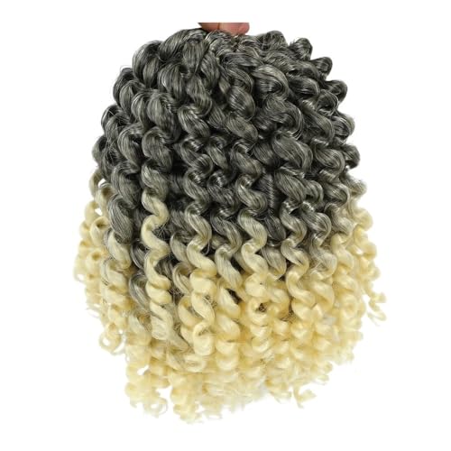 8 Zoll jamaikanische Bounce-Häkelperücken, lockiges Flechthaar for schwarze Frauen, 3 Stück Haar Extensions(Grey blonde) von lskdnrufh