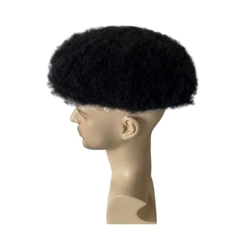 8 "x 10" Volle Spitze Basis Doppel Knoten Männer Afro Kinky Curly Toupet for Schwarze Männer Kapillare Prothese Parrucca(1b#,6mm) von lskdnrufh