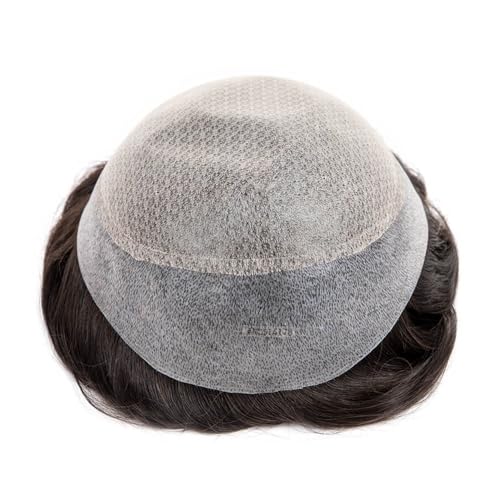 8"×10" Herren-Toupet mit Spitzenbasis, 6" indisches Echthaar mit PU rundherum, männliche Haarprothese Parrucca von lskdnrufh