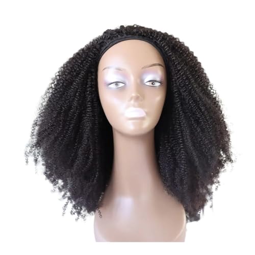 Afro Kinky Curly Perücke, Remy Echthaar, ohne Kleber, for Frauen, ohne Kleber, anfängerfreundlich, natürliche schwarze Farbe Haar Extensions(150%,20inch) von lskdnrufh
