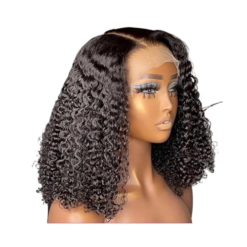 Bob-Perücke aus Echthaar, tief gewellt, klebefreie Perücken, vorgezupft, vorgeschnitten, 13 x 4 Spitze, 200 Dichte, for schwarze Frauen, anfängerfreundlich Haar Extensions(12inch) von lskdnrufh