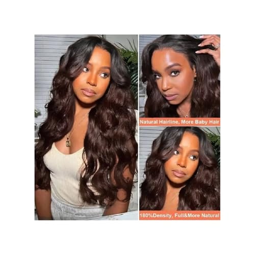 Body Wave Hair V-Teil Perücke Ingwerbraun Farbige Upgrade-Klebefreie Perücken for Frauen 180 Dichte Haar Extensions(20inch) von lskdnrufh