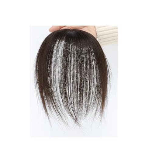 Echthaar-Topper for Frauen, 5 x 5 cm Clip-in-Pony-Topper for dünner werdendes Haar, Cover-Haarteil mit Seidenbasis Haar Extensions(Natural Black) von lskdnrufh