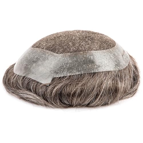 Echthaar-Toupet for Männer, Schweizer Spitze, PU-Haut um die männlichen Haare Parrucca von lskdnrufh