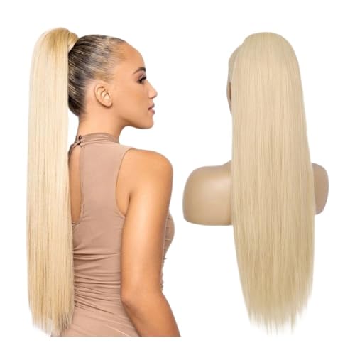 Extensions Haar 14 Zoll Pferdeschwanz Blonde Echthaar-Bindung Pferdeschwanz-Haarverlängerung 120G Glattes Pferdeschwanz-Haarteil for Frauen Haarpflege(10inch) von lskdnrufh