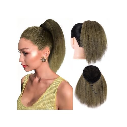 Gesundheit 10 Zoll verworrener gerader Pferdeschwanz Afro Puff Yaki gerade Kordelzug Pferdeschwanzverlängerung for schwarze Frauen synthetischer falscher Pferdeschwanz Körperpflege(Light Auburn) von lskdnrufh