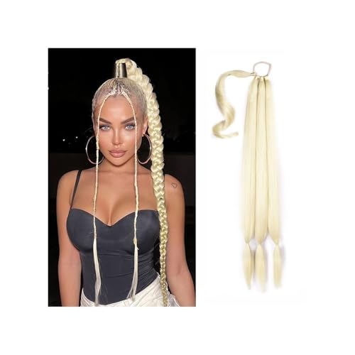 Gesundheit Geflochtene Pferdeschwanzverlängerung, synthetischer langer Pferdeschwanz mit Haargummi, selbstgemachtes geflochtenes Pferdeschwanz-Kunsthaarteil for Frauen im Alltag Körperpflege(Blonde,34 von lskdnrufh