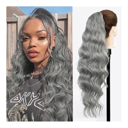 Gesundheit Langer blonder synthetischer Pferdeschwanz, gewellter Pferdeschwanz mit Kordelzug for Frauen, schwarzbrauner Pferdeschwanz, Haarverlängerungen for Anklipsen Körperpflege(Gray) von lskdnrufh