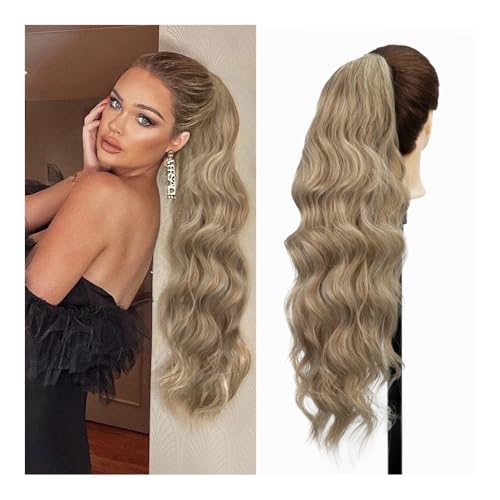 Gesundheit Langer blonder synthetischer Pferdeschwanz, gewellter Pferdeschwanz mit Kordelzug for Frauen, schwarzbrauner Pferdeschwanz, Haarverlängerungen for Anklipsen Körperpflege(Natural Blonde) von lskdnrufh
