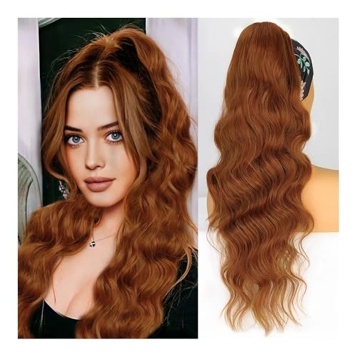 Gesundheit Langer blonder synthetischer Pferdeschwanz, gewellter Pferdeschwanz mit Kordelzug for Frauen, schwarzbrauner Pferdeschwanz, Haarverlängerungen for Anklipsen Körperpflege(Orange) von lskdnrufh