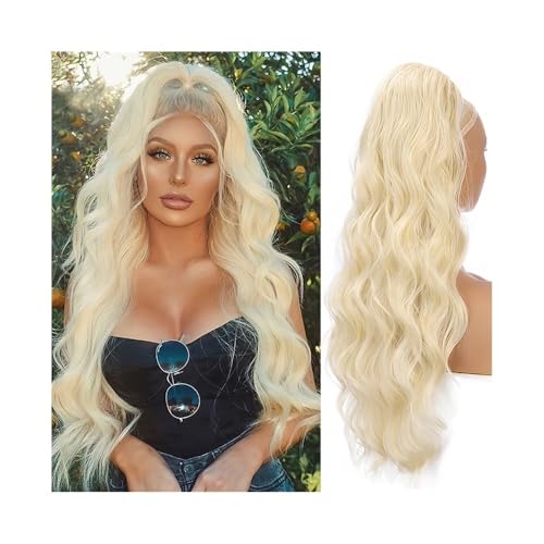 Gesundheit Pferdeschwanz-Haarverlängerung mit Kordelzug, gewellt, lang, 66 cm, synthetisches Kunsthaarteil for Frauen Körperpflege(Blonde) von lskdnrufh