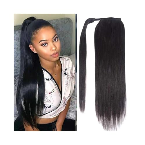 Gesundheit Pferdeschwanz Menschliches Langes Glattes Haar Wrap Around Remy Haarverlängerung Brasilianische Echthaar Clip Ins Natürliche Farbe Haarteil for Frauen Körperpflege(32inches) von lskdnrufh
