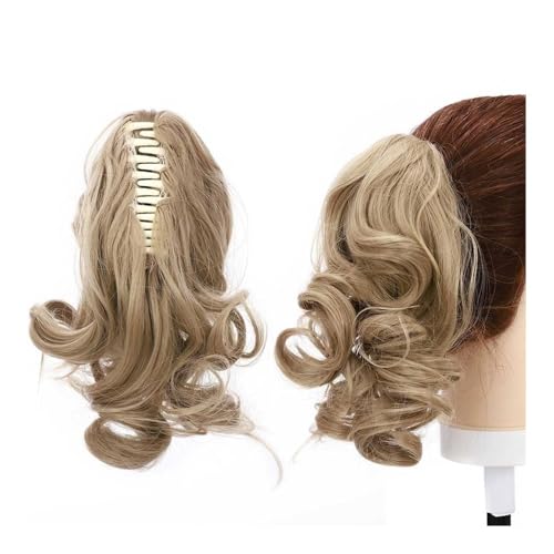 Gesundheit Synthetische, kurze, gewellte Pferdeschwanz-Haarverlängerung, schwarz-braun, Pferdeschwanz, Klaue, Kiefer im Haarteil, Clip im Haarschwanz for Frauen Körperpflege(Ash blonde,24inches) von lskdnrufh