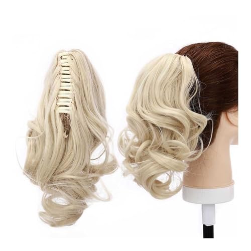 Gesundheit Synthetische, kurze, gewellte Pferdeschwanz-Haarverlängerung, schwarz-braun, Pferdeschwanz, Klaue, Kiefer im Haarteil, Clip im Haarschwanz for Frauen Körperpflege(Bleach blonde,12INCHES) von lskdnrufh
