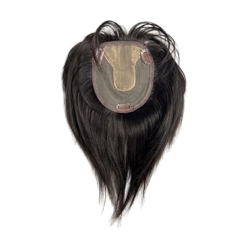 Haarteil Frauen 10x12 cm Spitze Basis Natürliche Menschliche Haar Topper for Frauen Brasilianische Clip In Haarteil Verlängerung Haar Extensions(Natural Black,35CM_10X12CM) von lskdnrufh