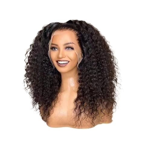 Haarteil Frauen 13x4 HD Lace Front Kinky Curly Perücke for Frauen 180 Dichte Echthaarperücken Haar Extensions(28inch) von lskdnrufh