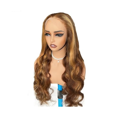 Haarteil Frauen 13x6 Spitze Vorne Perücke Menschliches Haar Honig Blonde Ombre Perücken Körper Welle Haar Extensions(26inch) von lskdnrufh