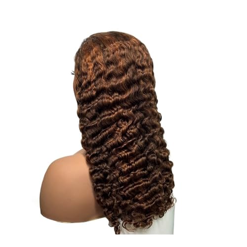 Haarteil Frauen 5x5 Zoll Spitze burmesische tiefe lockige Haarperücke Doppelte Echthaarperücke Transparente Lace-Front-Perücke for schwarze Frauen Haar Extensions(Dark brown+light brown,20inch) von lskdnrufh