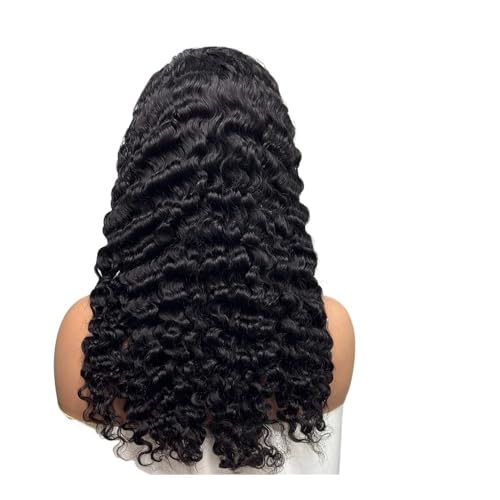Haarteil Frauen 5x5 Zoll Spitze burmesische tiefe lockige Haarperücke Doppelte Echthaarperücke Transparente Lace-Front-Perücke for schwarze Frauen Haar Extensions(Natural Color,20inch) von lskdnrufh