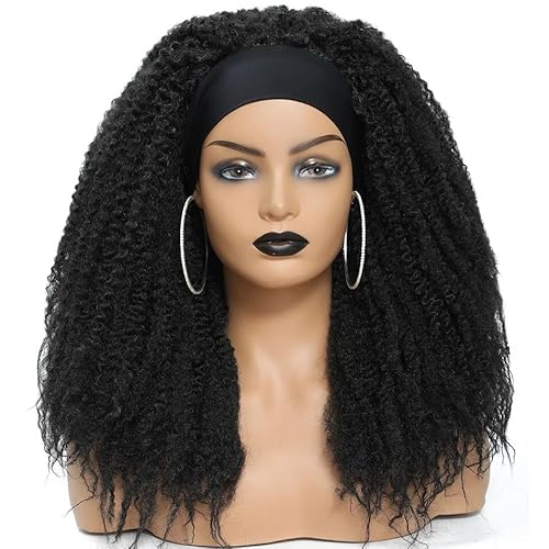 Haarteil Frauen Afro Kinky Marley Twist Perücke Schwarz Ombre Braune Haarperücke Marley Zöpfe Stirnband Perücke Synthetische Flechthaarperücke Haar Extensions(Black) von lskdnrufh