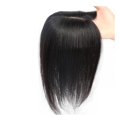 Haarteil Frauen Clip-in-Haarteil mit Seidenbasis aus Echthaar for Frauen bei dünner werdendem Haar Haar Extensions(Natural black,8 INCH_9X14CM) von lskdnrufh