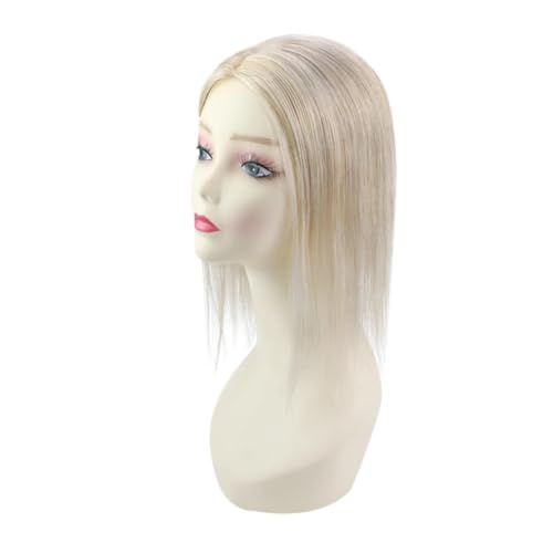 Haarteil Frauen Haarteil aus Echthaar, Mono-Basis, 13 x 13 cm, Haarteile for Frauen mit dünner werdendem Haar, handgefertigtes Topper-Stück for Anklipsen des Haares Haar Extensions(10inches,Bleach Blo von lskdnrufh