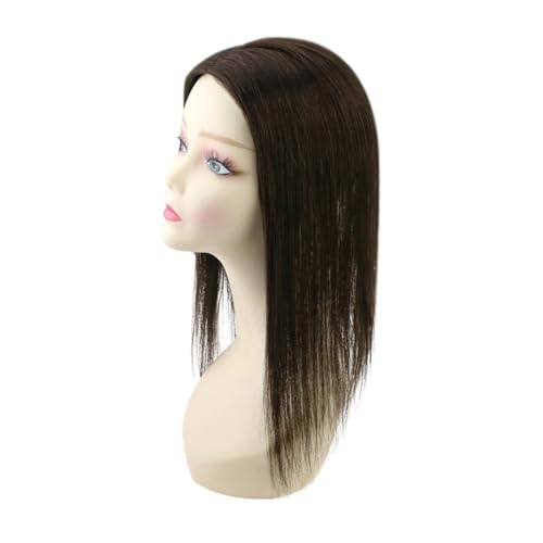 Haarteil Frauen Haarteil aus Echthaar, Mono-Basis, 13 x 13 cm, Haarteile for Frauen mit dünner werdendem Haar, handgefertigtes Topper-Stück for Anklipsen des Haares Haar Extensions(10inches,Dark Brown von lskdnrufh