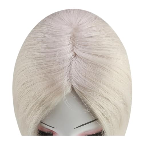Haarteil Frauen Haarteil aus Echthaar, Mono-Basis, 13 x 13 cm, Haarteile for Frauen mit dünner werdendem Haar, handgefertigtes Topper-Stück for Anklipsen des Haares Haar Extensions(18 inches,Platinum von lskdnrufh
