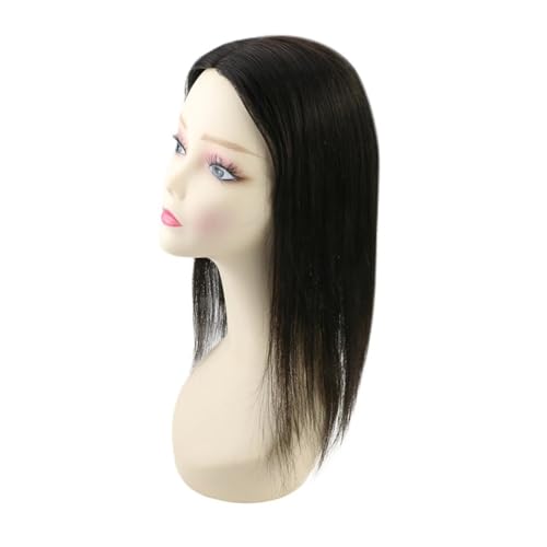 Haarteil Frauen Haarteil aus Echthaar, Mono-Basis, 13 x 13 cm, Haarteile for Frauen mit dünner werdendem Haar, handgefertigtes Topper-Stück for Anklipsen des Haares Haar Extensions(18 inches,Natural B von lskdnrufh