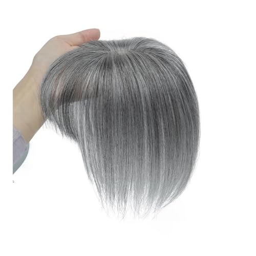 Haarteil Frauen Haarteile for Frauen aus Echthaar, 360° 3D-Abdeckung, Haarteile mit dünnem Pony for Frauen Haar Extensions(25CM,GREY_5CM X 9CM) von lskdnrufh