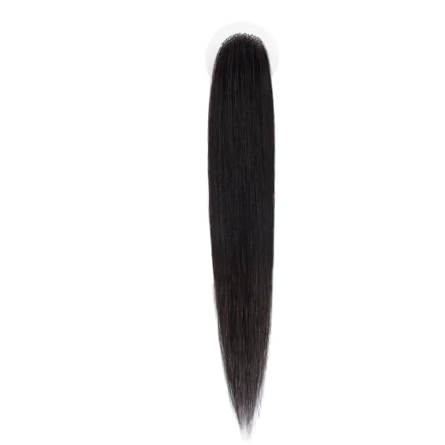 Haarteil Frauen Spitzen-Haarpatch, Haaraufsätze, Hand, Einzelknoten, natürlicher menschlicher Haarersatz, unsichtbare dünne Haarteilverlängerung Haar Extensions(18 inch,NATURAL BLACK_3CM) von lskdnrufh