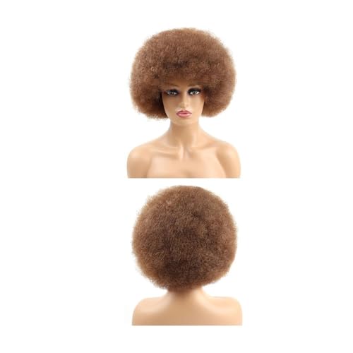 Haarteil Frauen Synthetische Afro Kinky Curly Perücke mit Pony, Cosplay Perücke for Frauen Haar Extensions(30) von lskdnrufh