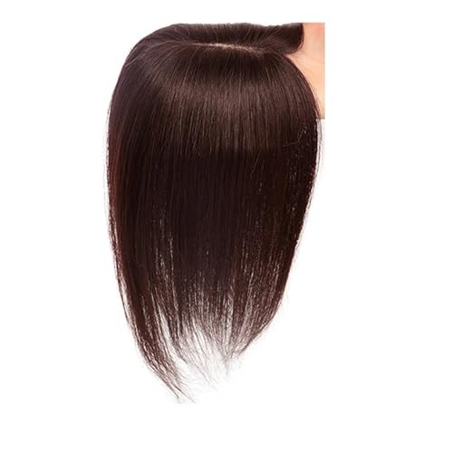 Haarteil Frauen Topper aus Echthaar mit Seidenbasis for stellenweise kahle Stellen, Mittelteil, seitlicher Pony, glatte Spitze, Teilperücke aus Echthaar, 3 Clips in Haarteilen, Extensions, künstliche von lskdnrufh