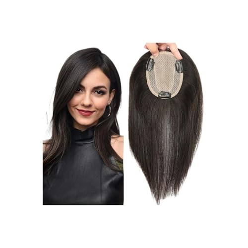 Haarteil Frauen Vollständig Handgefertigte Topper Mit Seidenbasis For Damen, Größen 10 X 12 Cm Natürliche Kopfhaut Haar Extensions(12 inches) von lskdnrufh