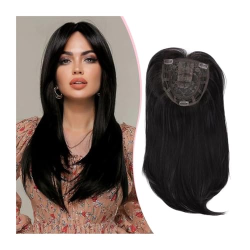Haarteile for Frauen, 13 Zoll, glatt, mit Pony, for dünner werdendes Haar, synthetische Haarteile, Haarverlängerung Haar Extensions(Black) von lskdnrufh